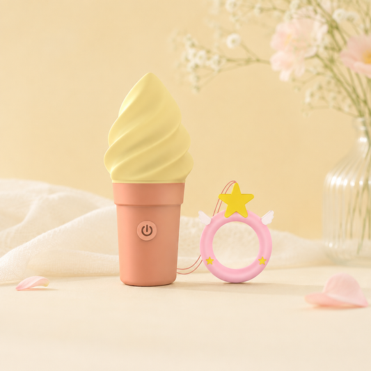 Stymulator Love to Love Cand'Ice Vanilla Pop w kształcie lodów na pastelowym tle