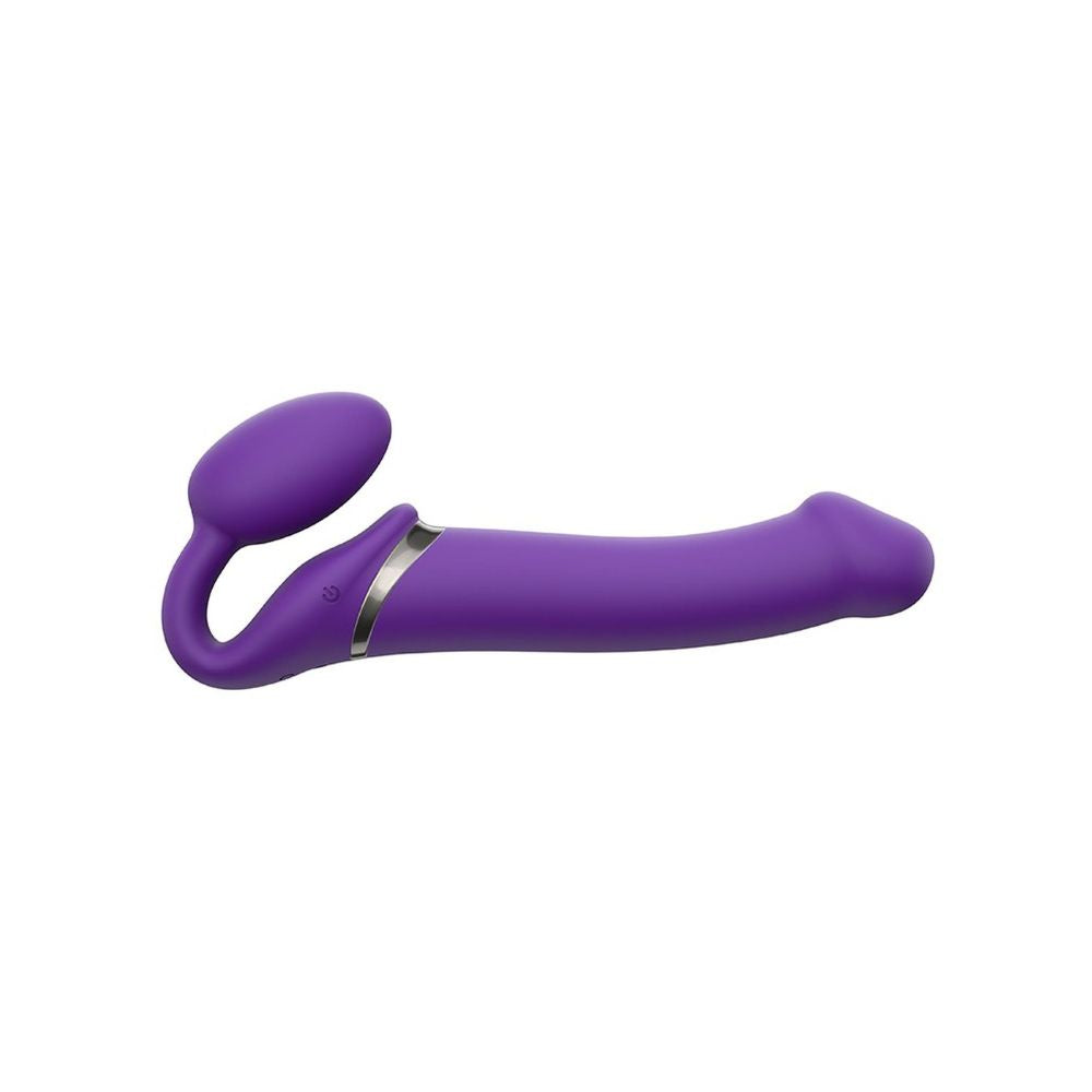 Classic - Elastyczny wibrujący strap-on fioletowy rozmiar L
