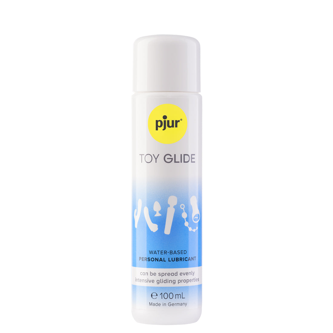pjur Toy Glide lubrykant na bazie wody do zabawek intymnych 100 ml na białym tle