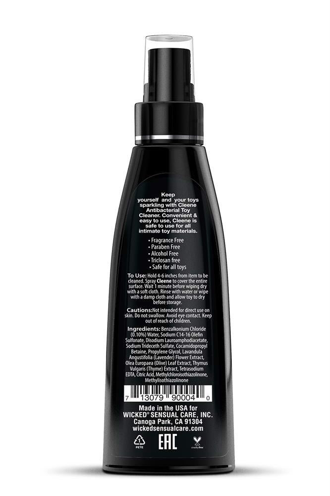 Tył opakowania płynu do czyszczenia zabawek intymnych Wicked Cleene 120 ml